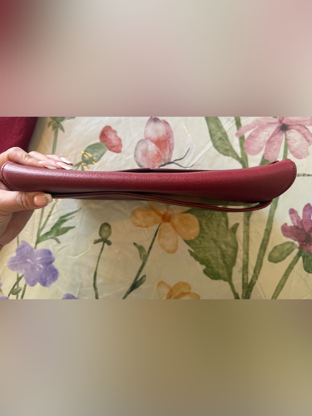 Cartier Maroon Leather Clutch with Gold Logo Oval - Picture 9 of 16